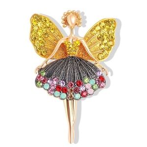 **ELLASANDRA* Yellow x Multicolor Ballet Girl Fashion Brooch